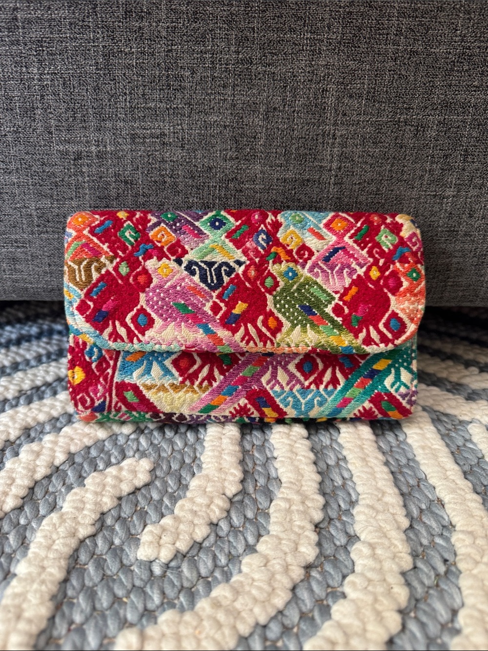 Altiplano Embroidered Boho Wallet Clutch Colorful Woven Southwestern Artisan 7x5